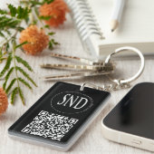 Porte-clés Code QR de logo personnalisé simple pour entrepris (Devant droit)