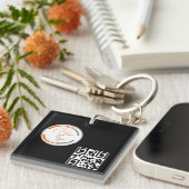 Porte-clés Code QR de logo simple Entreprise jaune clair (Devant Droit)