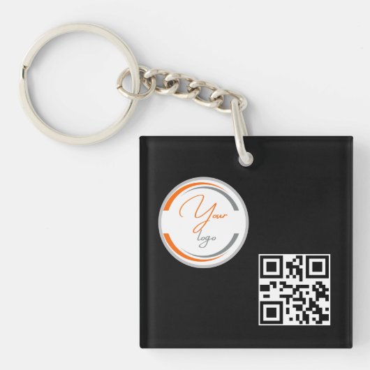 Porte-clés Code QR de logo simple Entreprise jaune clair (Devant)