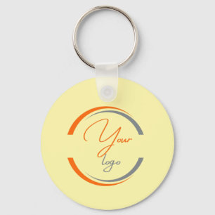 Porte-clés Code QR de logo simple Entreprise jaune clair