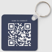 Porte-clés Code QR de mise en réseau d'entreprise bleu blanc (Dos)