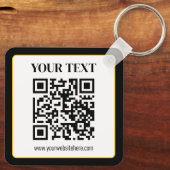 Porte-clés Code QR d'entreprise avec texte en haut et en bas, (Verso)