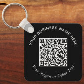 Porte-clés Code QR d'entreprise noir promotionnel (Recto)