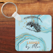 Porte-clés Code QR d'extension de cils en marbre doré sarcell (Recto)