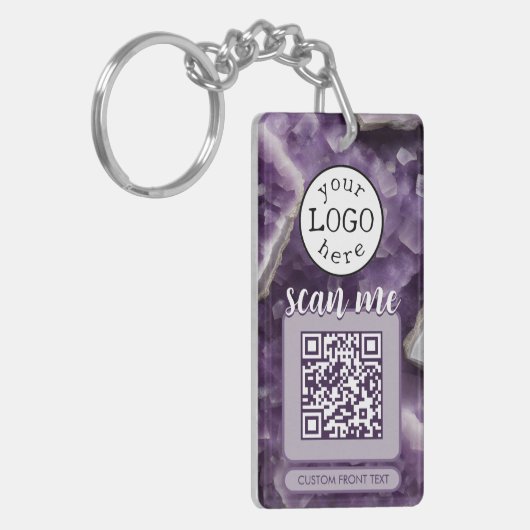 Porte-clés Code QR double pour l'améthyste pourpre d'entrepri (Devant gauche)