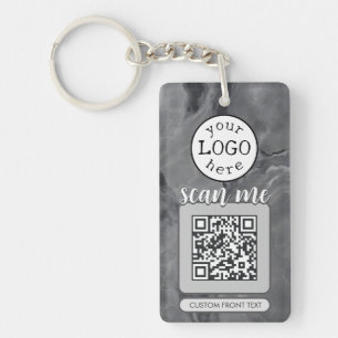 Porte-clés Code QR double pour le marbre gris élégant pour af