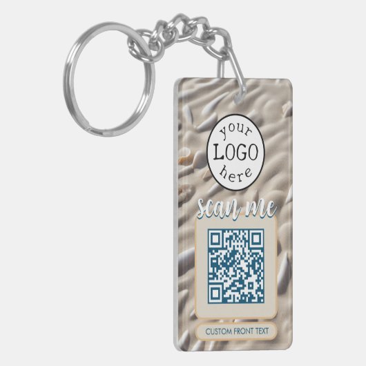 Porte-clés Code QR double pour les affaires Sandy Beach (Devant gauche)