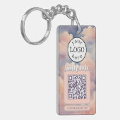 Porte-clés Code QR double pour les nuages rose affaires (Devant gauche)