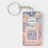 Porte-clés Code QR double pour les nuages rose affaires (Devant)
