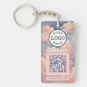 Porte-clés Code QR double pour les nuages rose affaires