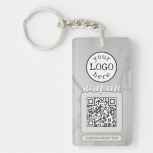 Porte-clés Code QR double pour Marbre blanc élégant pour entr