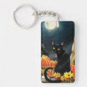 Porte-clés Code QR du chat d'Halloween noir (Devant)