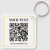 Porte-clés Code QR éditable & Texte avec bordure en or jaune (Dos)