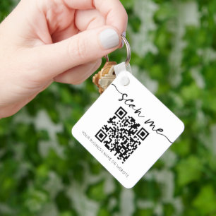 Porte-clés Code QR élégant moderne blanc