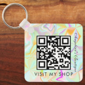 Porte-clés Code QR Entreprise Faux Holographique Monogrammé (Recto)