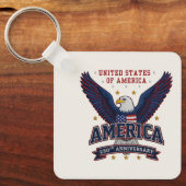 Porte-clés Code QR Entreprise Minimaliste Moderne USA 250ème (Recto)