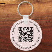 Porte-clés Code QR | Entreprise moderne Blush rond rose (Recto)