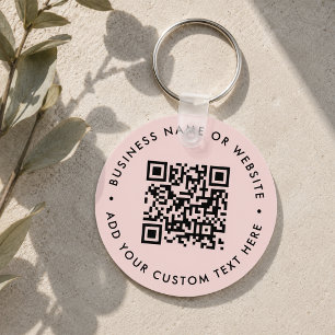 Porte-clés Code QR   Entreprise moderne Blush rond rose