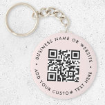 Porte-clés Code QR | Entreprise moderne Blush rond rose<br><div class="desc">Un simple modèle de code QR rose pâle et personnalisé dans un style minimaliste moderne qui peut être facilement mis à jour avec votre code QR,  nom commercial ou site Web et texte personnalisé,  par exemple,  scannez-moi vers...  #QRcode #porte - clé #business</div>