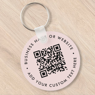 Porte-clés Code QR Entreprise moderne Blush rond rose