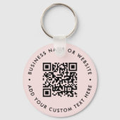 Porte-clés Code QR | Entreprise moderne Blush rond rose (Recto)