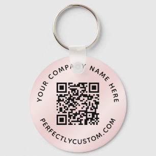 Porte-clés Code QR et dégradé de satin rose clair du texte pe