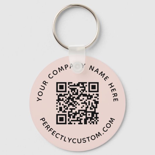 Porte-clés Code QR et texte personnalisé bleu rose (Recto)