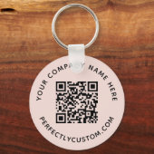 Porte-clés Code QR et texte personnalisé bleu rose (Recto)