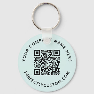 Porte-clés Code QR et texte personnalisé clair aqua bleu