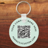 Porte-clés Code QR et texte personnalisé vert menthe (Recto)