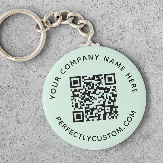 Porte-clés Code QR et texte personnalisé vert menthe