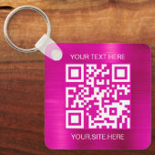 Porte-clés Code QR feuille rose chaud (Recto)
