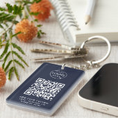 Porte-clés Code QR | Logo d'entreprise Bleu marine profession (Devant droit)