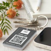 Porte-clés Code QR Logo d'entreprise Professionnel Gris perso (Devant droit)