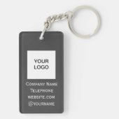 Porte-clés Code QR Logo d'entreprise Professionnel Gris perso (Dos)
