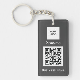 Porte-clés Code QR Logo d'entreprise Professionnel Gris perso