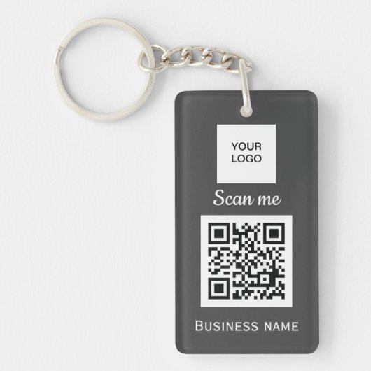 Porte-clés Code QR Logo d'entreprise Professionnel Gris perso (Devant)