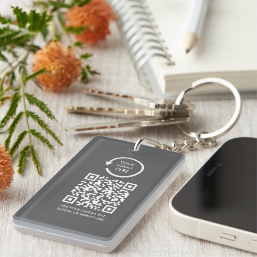 Porte-clés Code QR Logo d'entreprise professionnel moderne si (Devant droit)