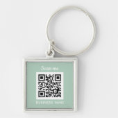 Porte-clés Code QR Logo d'entreprise Professionnel Vert Sage (Devant)