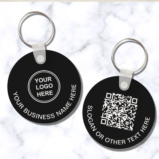 Porte-clés Code QR Logo Moderne Promotionnel Noir