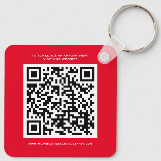 Porte-clés Code QR Logo Monogramme d'entreprise Rouge Noir Bl (Dos)