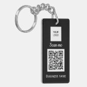 Porte-clés Code QR - Logo professionnel personnalisé noir (Devant gauche)