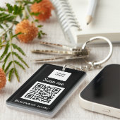 Porte-clés Code QR - Logo professionnel personnalisé noir (Devant droit)