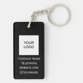 Porte-clés Code QR - Logo professionnel personnalisé noir (Dos)
