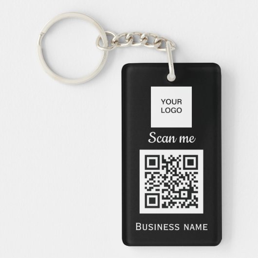 Porte-clés Code QR - Logo professionnel personnalisé noir (Devant)
