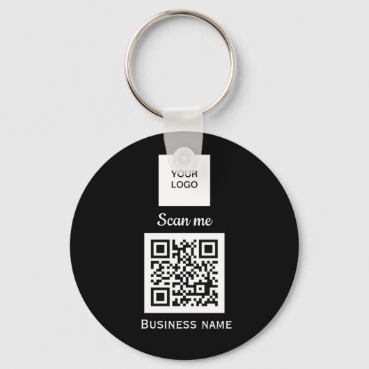 Porte-clés Code QR - Logo professionnel personnalisé noir (Recto)