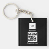 Porte-clés Code QR - Logo professionnel personnalisé noir (Devant)