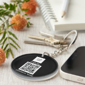 Porte-clés Code QR - Logo professionnel personnalisé Noir K (Devant Droit)