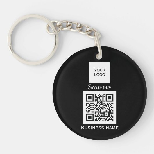 Porte-clés Code QR - Logo professionnel personnalisé Noir K (Devant)