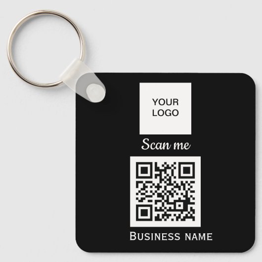 Porte-clés Code QR - Logo professionnel personnalisé Noir K (Recto)